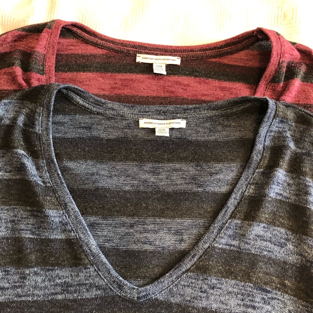 Lot of 2 AEO Striped Dolman Sleeved Sweaters